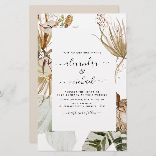 Budget Pampas Grass Bohemisch Boho Tropical Weddin (Vorne/Hinten)