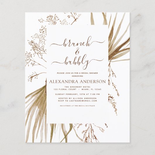 Budget Pampas Grass Boho Brunch & Bubbly Flyer (Vorne)