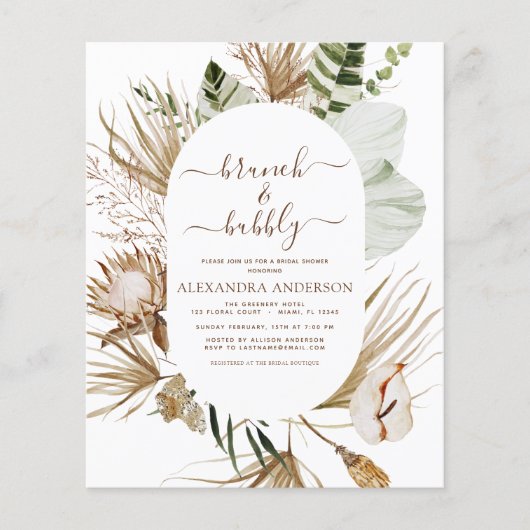 Budget Pampas Grass Boho Brunch & Bubbly Flyer (Vorne)