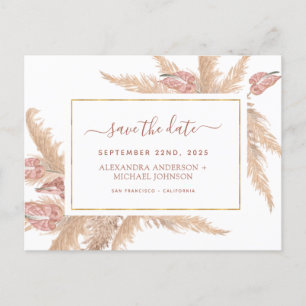 Budget Pampas Grass Boho Save the Date Postkarte