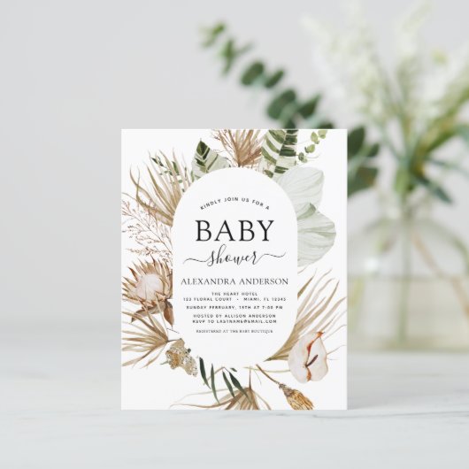 Budget Pampas Grass Boho Tropical Baby Dusche (Stehend Vorderseite)