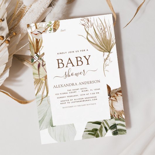 Budget Pampas Grass Boho Tropical Baby Dusche Flye Flyer