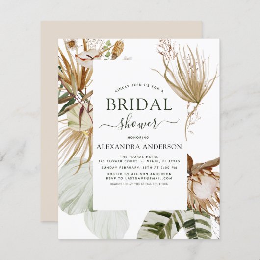 Budget Pampas Grass Boho Tropical Brautparty (Vorne/Hinten)