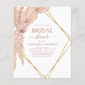 Budget Pampas Grass Brautparty Boho Einladung (Vorderseite)