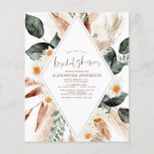 Budget Pampas Grass Brautparty Boho Einladung (Vorderseite)
