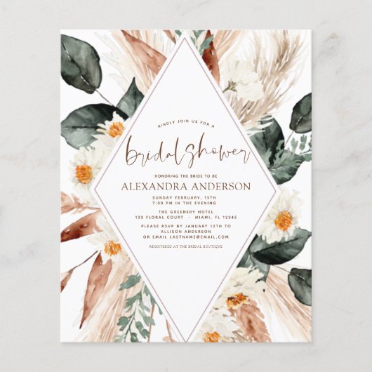 Budget Pampas Grass Brautparty Boho Eucalyptus Flyer (Vorne)