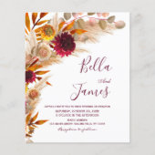 Budget Pampas Grass Floral Boho Hochzeitseinladung (Vorderseite)