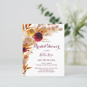 Budget Pampas Grass Floral Brautparty Einladung (Stehend Vorderseite)