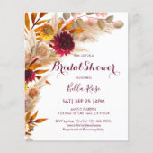 Budget Pampas Grass Floral Brautparty Einladung (Vorderseite)