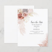 Budget Pampas Grass Floral Script Save the Date (Vorne/Hinten)