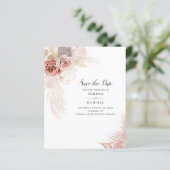 Budget Pampas Grass Floral Script Save the Date (Stehend Vorderseite)