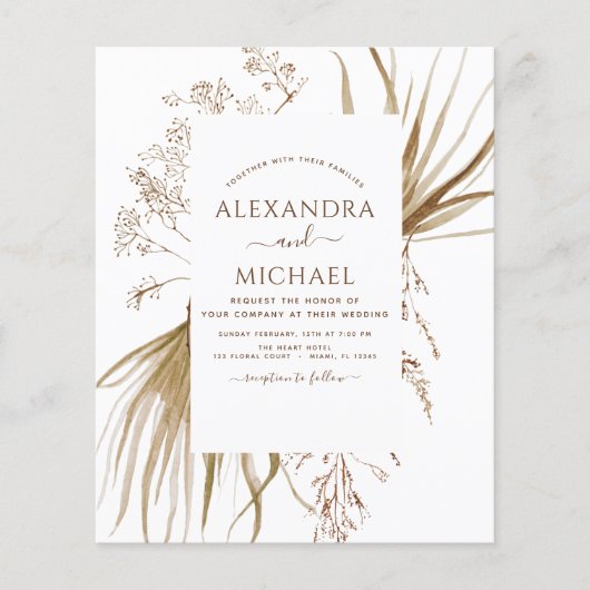 Budget Pampas Grass Foto Bohemisch Boho Wedding Flyer (Vorne)