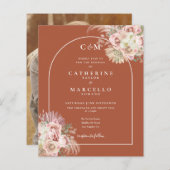 Budget Pampas Grass Foto Monogram Wedite Einladung (Vorne/Hinten)