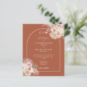 Budget Pampas Grass Foto Monogram Wedite Einladung (Stehend Vorderseite)