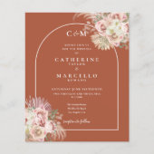 Budget Pampas Grass Foto Monogram Wedite Einladung (Vorderseite)