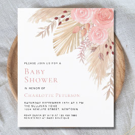 Budget Pampas Grass Girl's Baby Shower Einladung