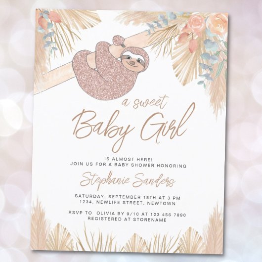 Budget Pampas Grass Girl's Baby Shower Einladung