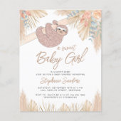 Budget Pampas Grass Girl's Baby Shower Einladung (Vorderseite)