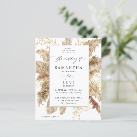 Budget Pampas Grass & Gold Boho Hochzeit (Stehend Vorderseite)