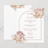 Budget Pampas Grass Monogram Wedding Einladung (Vorne/Hinten)