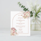Budget Pampas Grass Monogram Wedding Einladung (Stehend Vorderseite)