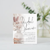 Budget Pampas Grass Script Brautparty Einladung (Stehend Vorderseite)