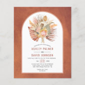 BUDGET Pampas grass terracotta Hochzeit Einladung (Vorderseite)