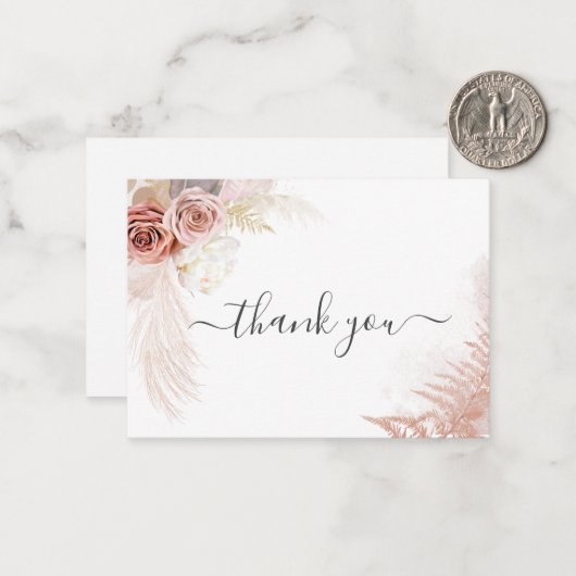 Budget Pampas Grass Terracotta Wedding Vielen Dank Mitteilungskarte (Vorderseite/Rückseite Beispiel)