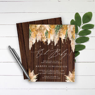 Budget Pampas Grass Wood Baby Dusche Einladung