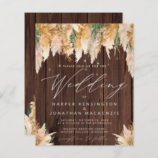 BUDGET Pampas Grass Wood String Lights Hochzeit (Vorne/Hinten)