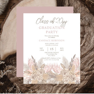 BUDGET Pampas Rose Neutral Grad Party Invit