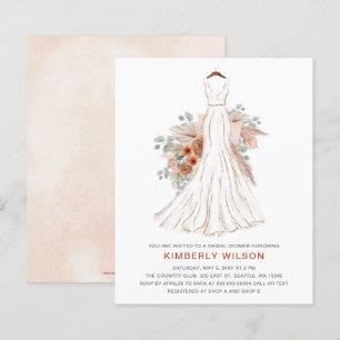 Budget Pampas Wedding Dress Brautparty Einladung