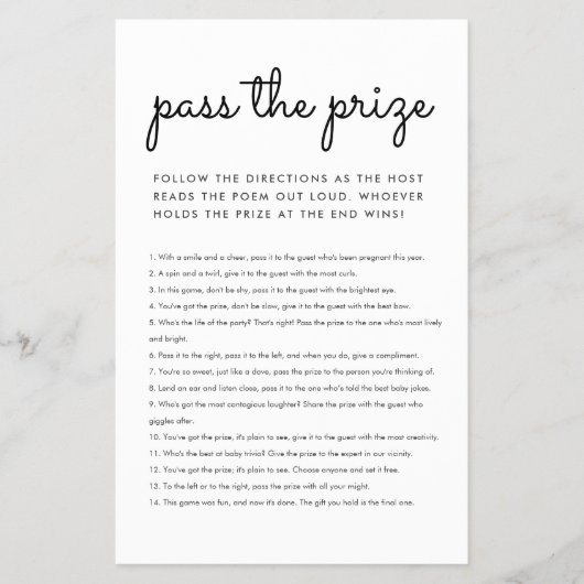 Budget Pass auf den Preis Baby Shower Spiel einfac Flyer (Vorne)