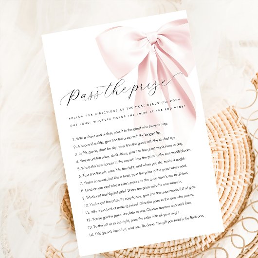 Budget Pass den Preis Pink Bow Baby Shower Game Flyer