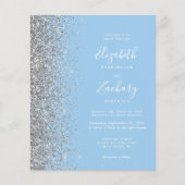 Budget Pastel Baby Blue Silver Glitzer Wedding (Vorderseite)