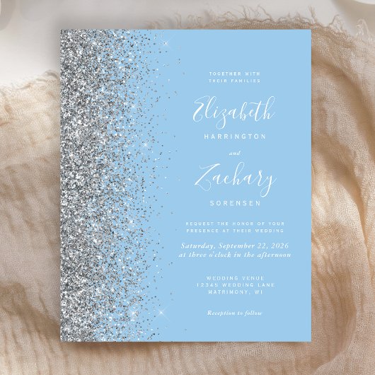 Budget Pastel Baby Blue Silver Glitzer Wedding