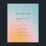 Budget Pastel Blue Gradient Bat Mitzvah Einladung<br><div class="desc">Budget Boho Celestial Pastel Blue und Pink Gradient Bat Mitzvah Einladung</div>