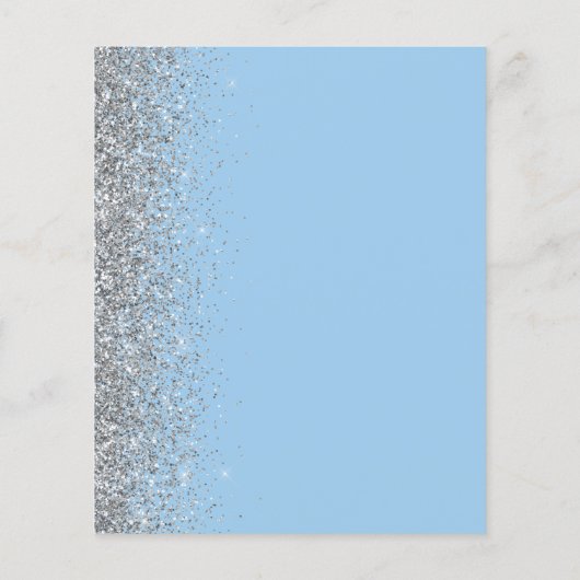 Budget Pastel Blue Silver Glitzer Save the Date (Rückseite)