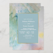 Budget Pastel Blue Watercolor Sommerhochzeit Einladung (Vorne/Hinten)