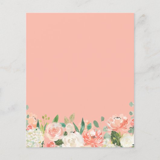 Budget Pastel Coral und Peach Wedding Einladung (Rückseite)