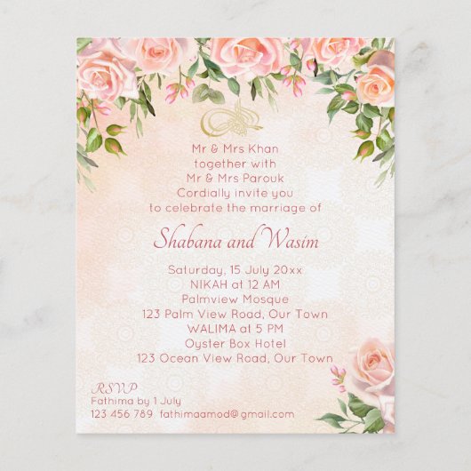 Budget pastel cream roses Moroccan lanterns weddin (Rückseite)