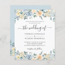 Budget Pastel Dusty Blue Wedding Einladung
