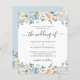 Budget Pastel Dusty Blue Wedding Einladung