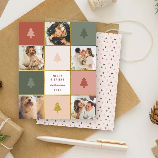 Budget Pastel & Gold Weihnachtsbaum Foto Collage