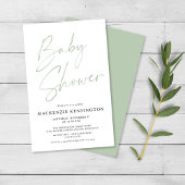 Budget Pastel Green Script Baby Dusche FLYER