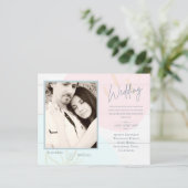 BUDGET Pastel Pink Blue Foto Hochzeit Einladung (Stehend Vorderseite)
