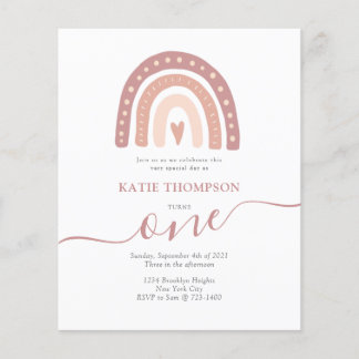 Budget Pastel Pink Rainbow Boho Erster Geburtstag