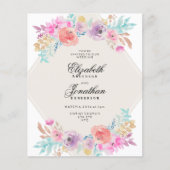 Budget Pastel Watercolor Flowers Wedding Invite Flyer (Vorne)