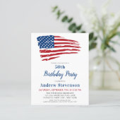 Budget Patriotic Birthday Party US-Flagge Einladun (Stehend Vorderseite)