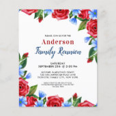 Budget Patriotic Floral Red White Blue Party Invit (Vorderseite)